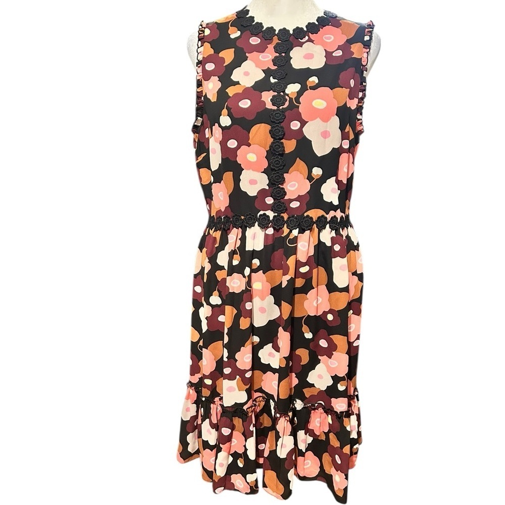 Kate Spade Blooming Floral Mini Dress Tiered Ruffles Sleeveless Size 8 NWOT - Picture 4 of 10